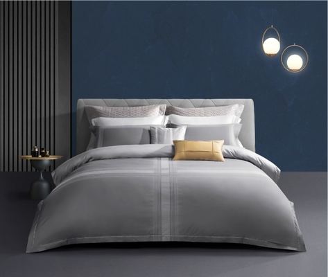 Warna abu-abu terang Oeko Tex Standar 100 Set Duvet Cover King Double
