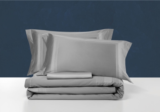 Warna abu-abu terang Oeko Tex Standar 100 Set Duvet Cover King Double