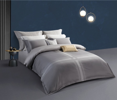 Warna abu-abu terang Oeko Tex Standar 100 Set Duvet Cover King Double