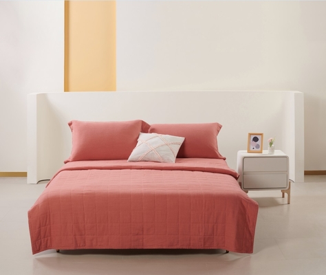 OEM Rayon Linen Quilt Set Padat Berkelanjutan Burned Orange Quilt Set