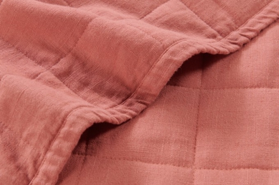 OEM Rayon Linen Quilt Set Padat Berkelanjutan Burned Orange Quilt Set