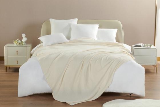 OEM Beige Muslin Selimut Oeko Tex Selimut Berat Untuk Dewasa