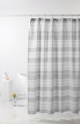 Tirai mandi polyester katun Jacquard Tirai mandi bergaris abu-abu