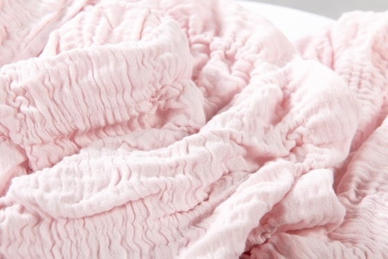 100% Katun Seersucker Selimut Pink Selimut Raja Ukuran Chic Dan Nyaman