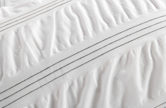 Seersucker Cotton Daur Ulang Polyester Duvet Set Berkelanjutan Putih Duvet Cover Raja