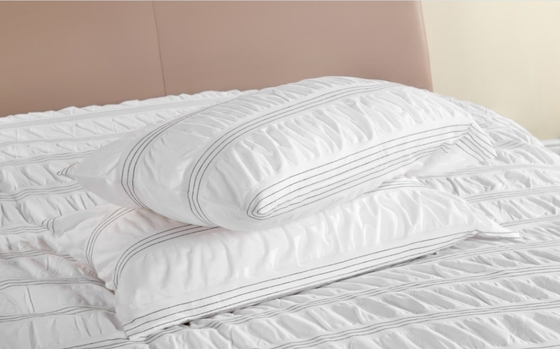 Seersucker Cotton Daur Ulang Polyester Duvet Set Berkelanjutan Putih Duvet Cover Raja