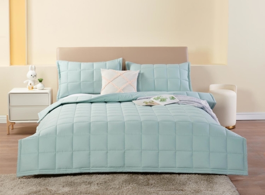 Set Selimut Katun Bernapas OEKO-TEX Set Selimut Hijau Cahaya OEM