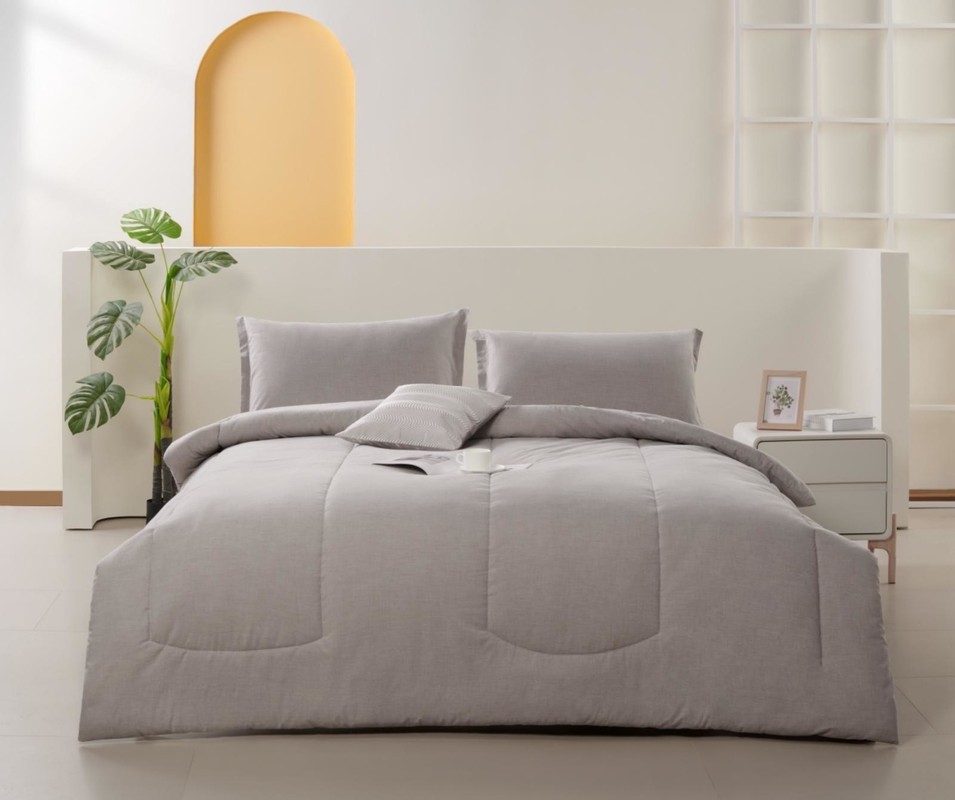 Eco Melange Cotton Polyester Daur Ulang Set Komforter Ukuran Lengkap Set Komforter