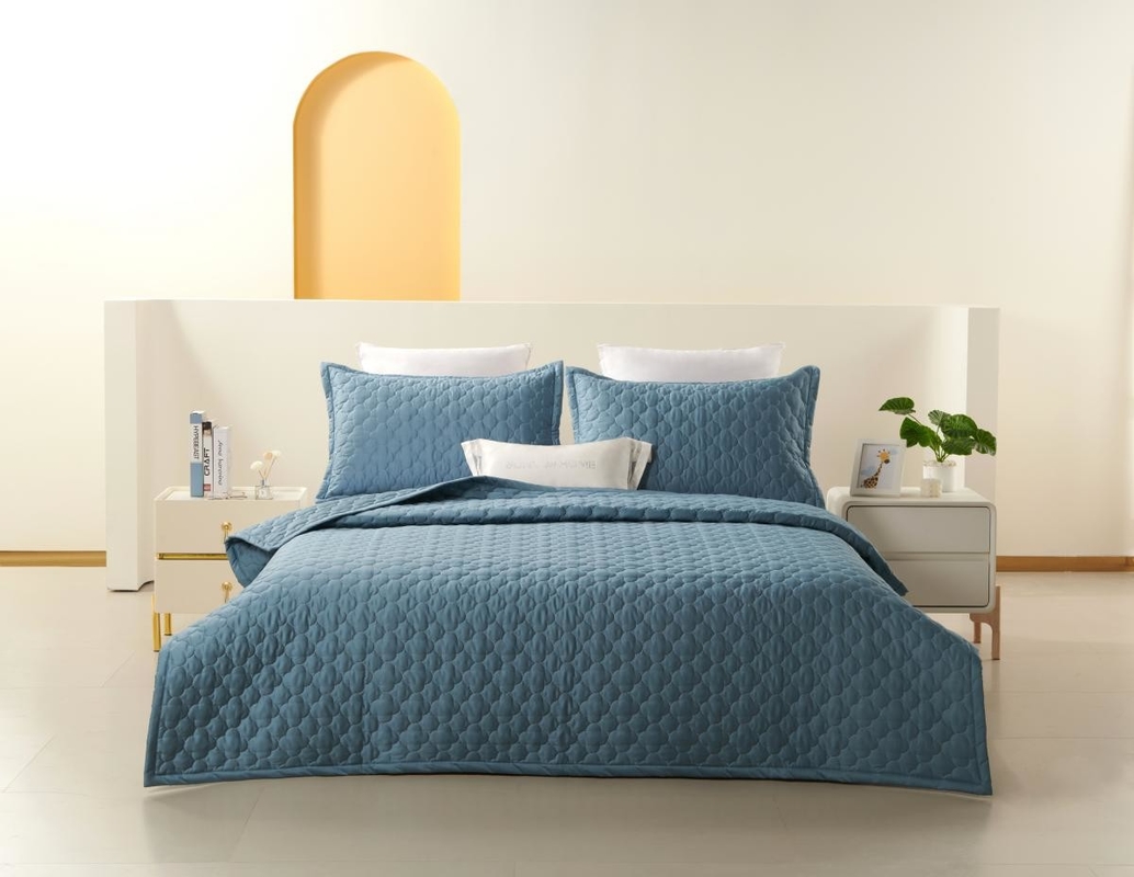 Set Selimut 100% Baju Biru Padat Ukuran Raja Set Comforter Bernafas