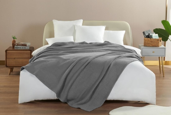 Ramah Kulit 100% Katun Waffle Selimut OEM Waffle Weave Twin Selimut